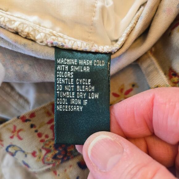 Lauren Ralph Lauren Pants Women's 6P Tan Red Floral Preppy Old Money Classic - Picture 6 of 9